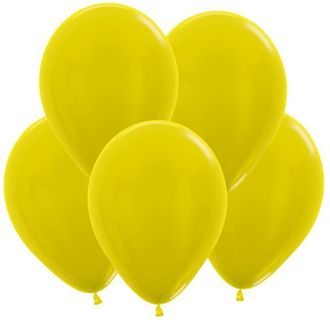 воздушный шар желтый металлик 30 см. с гелием, купить краснодар