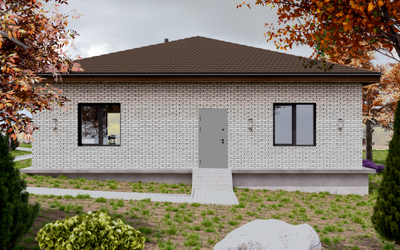 Дом одноэтажный с 3 спальнями 104.28м², терраса 9.55 м² (S76)