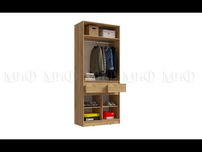 Прихожая Роджина Шкаф 2-х ств (1000х2400х520) Графит/Дуб крафт белый