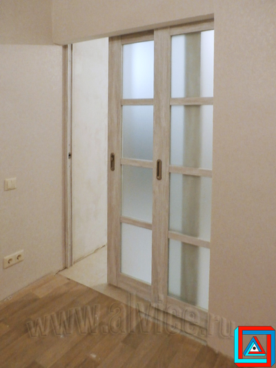 Раздвижная МДФ перегородка - каскад из 2-х створок