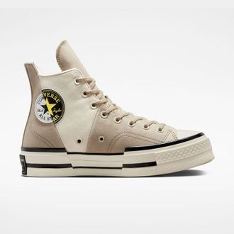 Кеды Converse Chuck 70 Plus Logo Collage бежевые на платформе