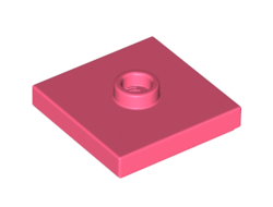 Plate, Modified 2 x 2 with Groove and 1 Stud in Center (Jumper), Coral (87580 / 6287638)