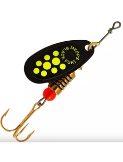 Блесна Mepps COMET BLACK FURY NR FLUO CHART №3  (6,5гр.) (флюоресц. яд.- зел. точка) (в упаковке-3шт)