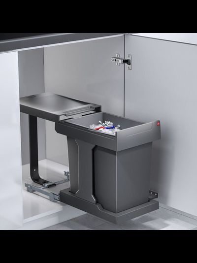 Встраиваемое мусорное ведро 20л Solo Hailo 3636001 выдвигается синхронно с фасадом