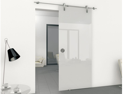 Стеклянная раздвижная дверь с белым стеклом, стоимость за м.кв.