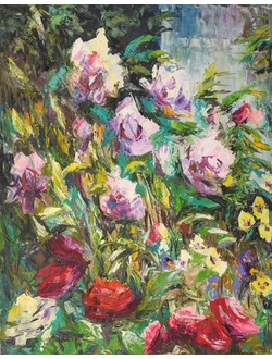 Картина с розами В саду