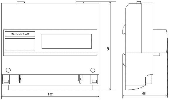ГАБАРИТНЫЙ ЧЕРТЕЖ СЧЕТЧИКА МЕРКУРИЙ 231 АМ
