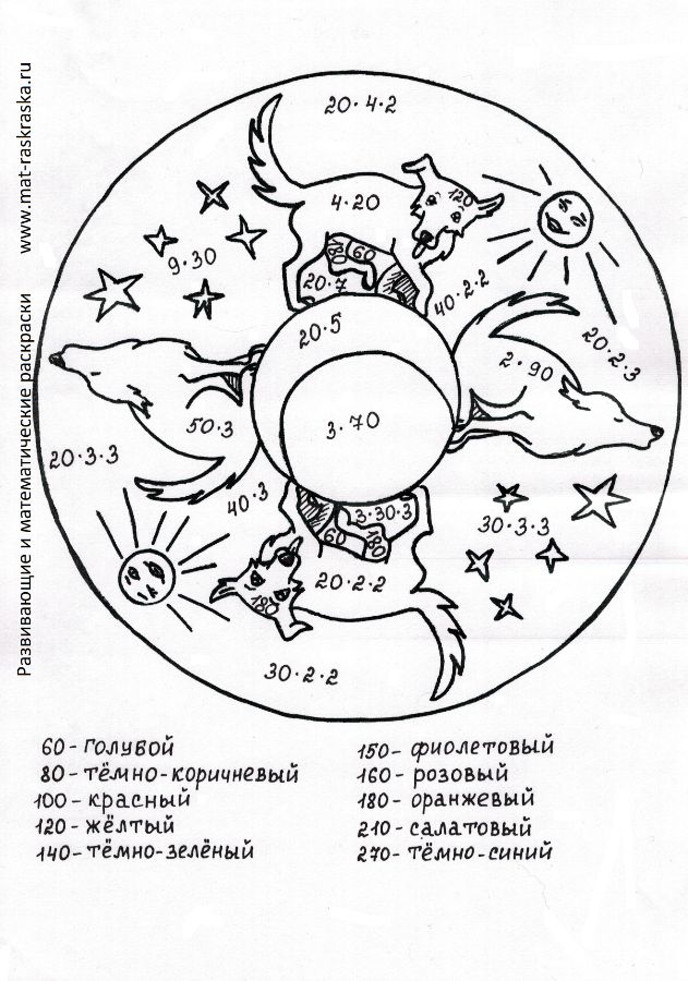 Математические раскраски с примерами для детей