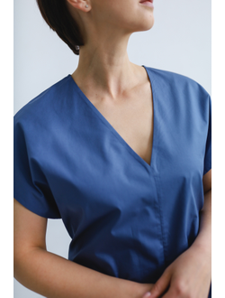 Платье летнее из плотного итальянского хлопка (небесный)