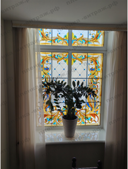 Витражная пленка, витражная пленка самоклеющаяся, пленочный витраж в русском стиле