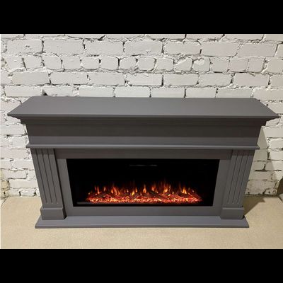 Линейный электрокамин Бруно GR с очагом Vision 42 LOG LED