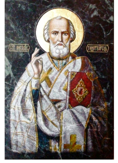 Икона  на змеевике, 180х300мм. Разные лики.