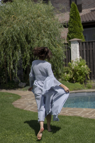 Будуарное платье-халат (голубое)