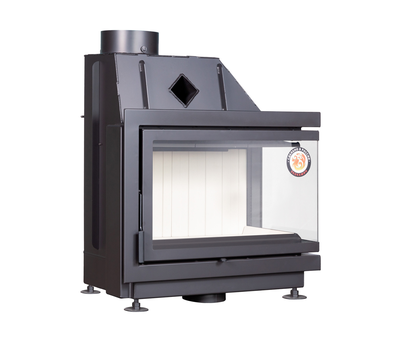 Каминная топка Альфа 700 R/RB белый/черный шамот два стекла правая, Экокамин (Россия)