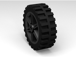 Wheel 30mm D. x 14mm with Black Tire 43.2 x 14 Solid 56904 / 30699, Black (56904c02)