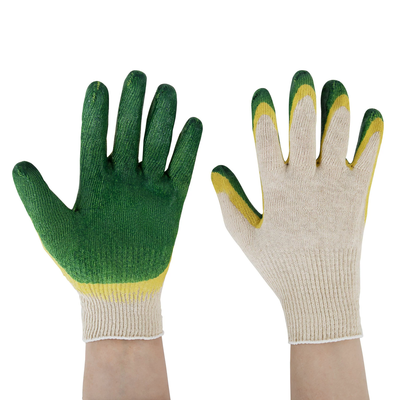 Перчатки хлопчатобумажные износостойкие, ДВОЙНОЙ латексный облив, 13 класс, КОМПЛЕКТ 5 пар