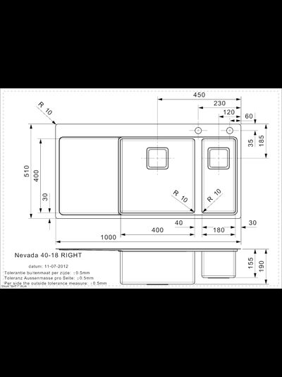 Мойка Reginox Nevada L 40x18 Right brushed