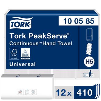 Полотенца бумажные Tork PeakServe Н5 Univ 1 слой, 410л, 12п/кор100585