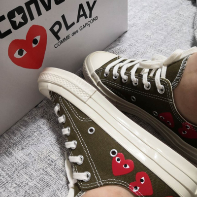 Converse comme des garcons khaki best sale