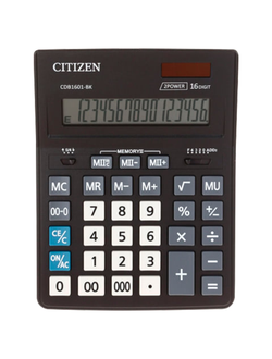 Калькулятор настольный CITIZEN BUSINESS LINE CDB1601BK (205x155 мм), 16 разрядов, двойное питание