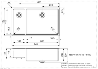 Мойка Reginox New York L 18x40+50x40 Comfort matt