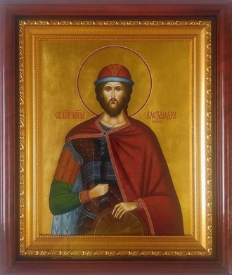 Александр Невский, святой великий князь. Рукописная икона.
