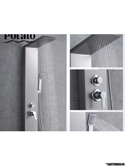 Гидромассажная душевая панель POTATO p3545 3-х функц. с лейкой и шлангом