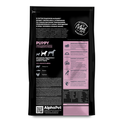 AlphaPet (АльфаПет) Superpremium сухой корм для щенков, беременных и кормящих собак средних пород с говядиной и рисом, 900 г