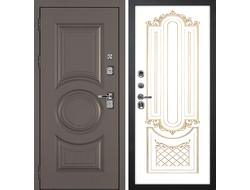 Входная дверь Плаза с панелью Смальта-13 патина золото