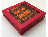 Коробка для 16 конфет ПРЕМИУМ с/о (красная мат./золото), 180*180*45мм