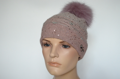 Розовая шапка с помпоном Италия Визио 5117