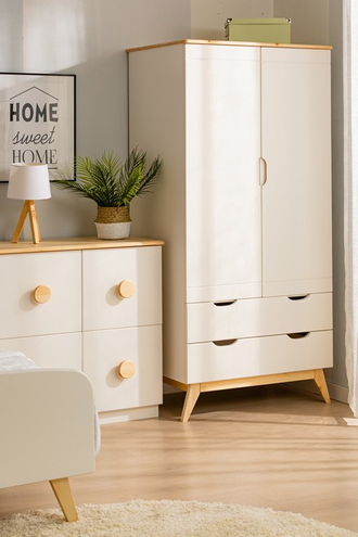 Шкаф 2-створчатый ТК №2 комбинированный на высоких ножках из массива сосны 82 Х 60 Х 178 см