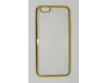 Защитная крышка силиконовая iPhone 6 Plus прозрачная с золотистым бампером