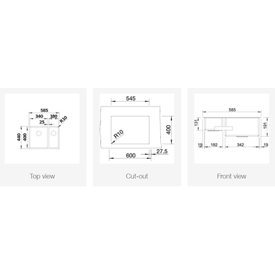 Мойка Blanco CLARON 340/180-U (чаша справа) с отв. арм. InFino