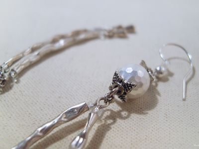 Длинные серьги "Льдинки дождя" с гранёным жемчугом