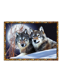 Картина на стену в раме UGК247 "Волки и луна" 55*75 см.