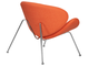 Кресло дизайнерское DOBRIN EMILY, оранжевая ткань AF, хромированная сталь