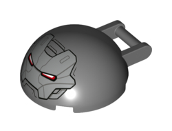 Windscreen 4 x 4 x 1 2/3 Canopy Half Sphere with Bar Handle and War Machine Face Pattern, Dark Bluish Gray (18990pb03 / 6261624)