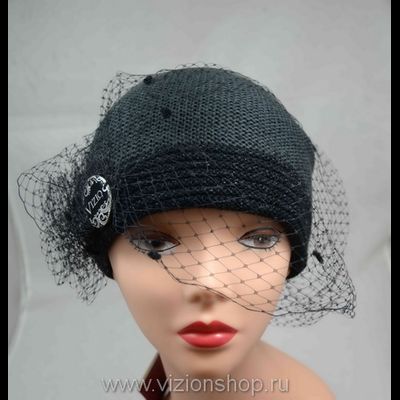 Шапка с вуалью Италия vizio 4908 темно-серая