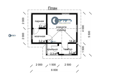 Б-07  ГАБАРИТНЫЕ РАЗМЕРЫ: (5,5Х6М) 1 ЭТАЖ, ОБЩАЯ ПЛОЩАДЬ: 30М²