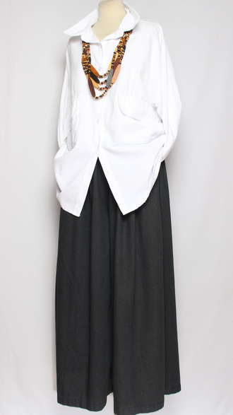 Рубашка Бохо вельветовая"КАРМАНЫ КЛАПАНЫ"  белая до р.54