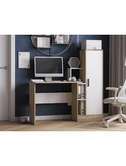 СКМ-2 компьютерный стол Сонома/Белый с тиснением