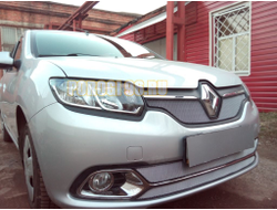 Защита радиатора Renault Logan 2014-2018 (Privilege, Luxe Privilege) chrome низ