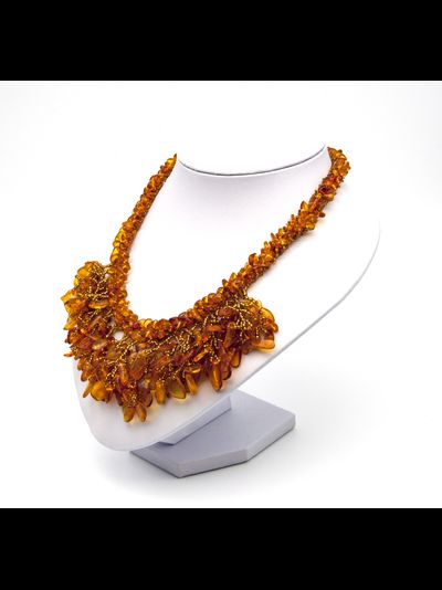 Колье из Чешского бисера и медового янтаря 00093