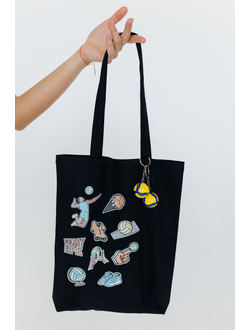 Холщовая сумка со стикерами (черная)