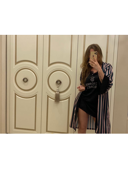 Халат и сорочка в полоску Виктория Сикрет