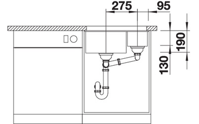 Мойка Blanco Subline 340/160-U чаша слева с отв.арм. InFino, 523550