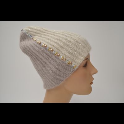 Шапка Vizio 1384 CY белая с бежевым