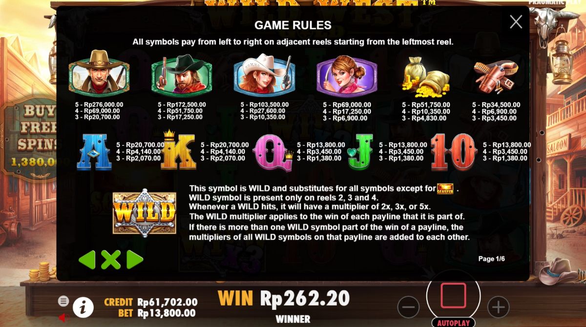 13 Simbol dan Pembayaran Wild West Gold (WWG)