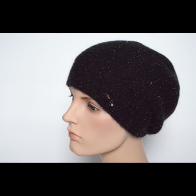 Берет с бисером черный вязаный женский Vizio Италия 6727